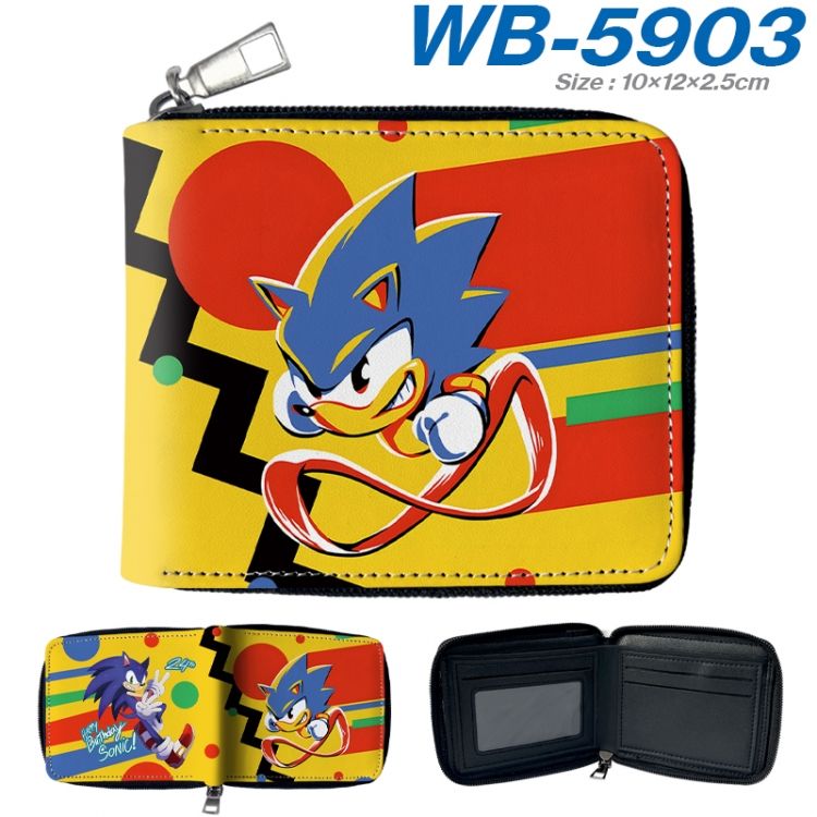 Sonic The Hedgehog Anime color short full zip folding wallet 10x12x2.5cm WB-5903