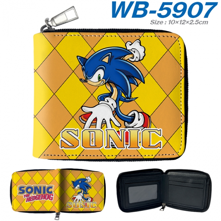 Sonic The Hedgehog Anime color short full zip folding wallet 10x12x2.5cm WB-5907