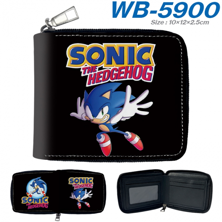 Sonic The Hedgehog Anime color short full zip folding wallet 10x12x2.5cm WB-5900