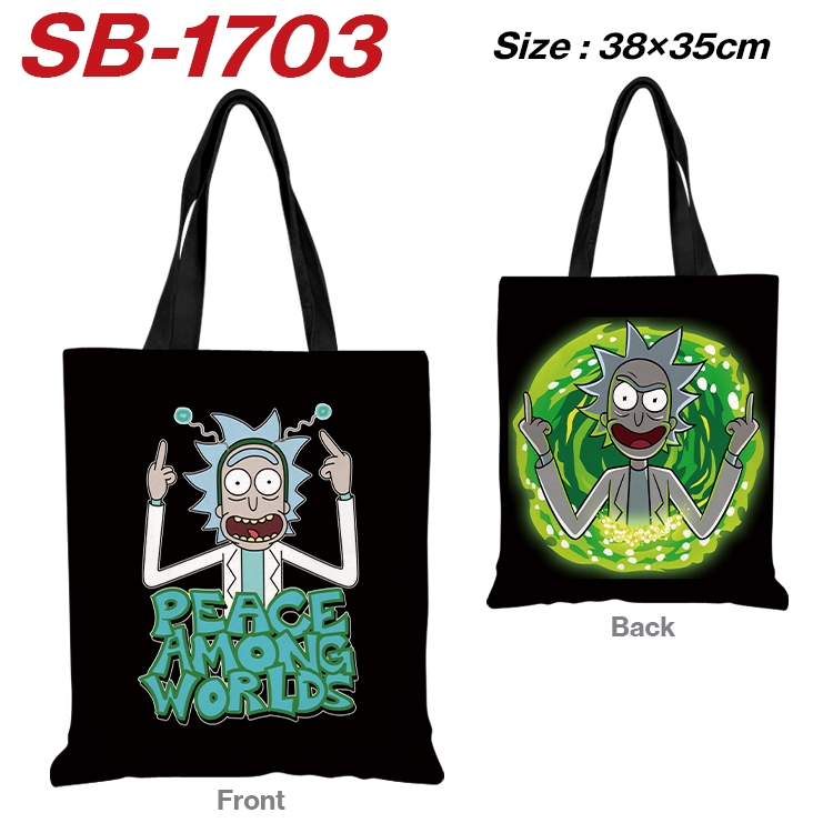 Rick and Morty Anime Canvas Handheld Shoulder Bag Handbag Shopping Bag 38X35CM SB-1703