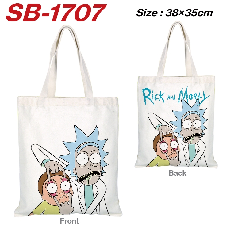 Rick and Morty Anime Canvas Handheld Shoulder Bag Handbag Shopping Bag 38X35CM SB-1707