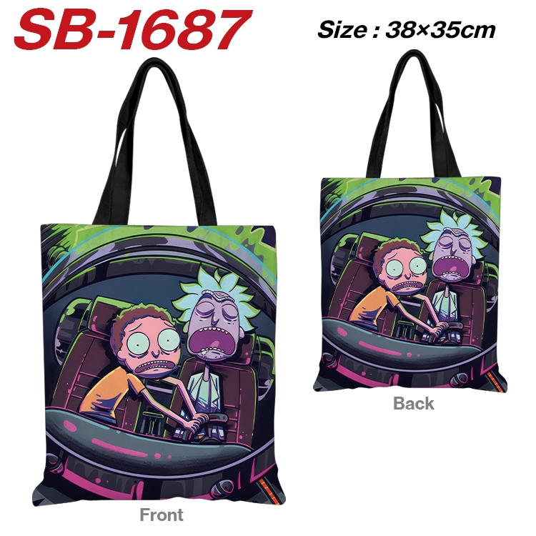 Rick and Morty Anime Canvas Handheld Shoulder Bag Handbag Shopping Bag 38X35CM  SB-1687