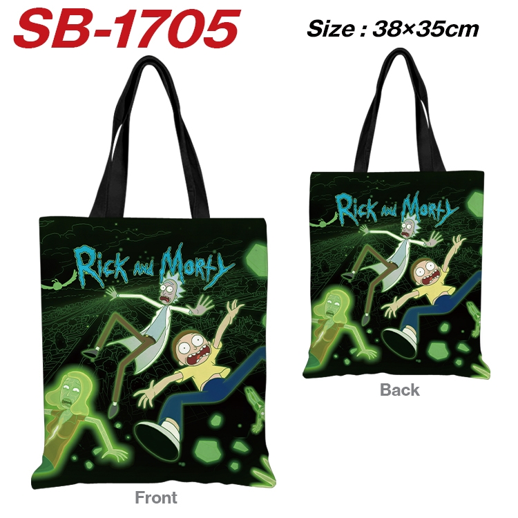 Rick and Morty Anime Canvas Handheld Shoulder Bag Handbag Shopping Bag 38X35CM  SB-1705