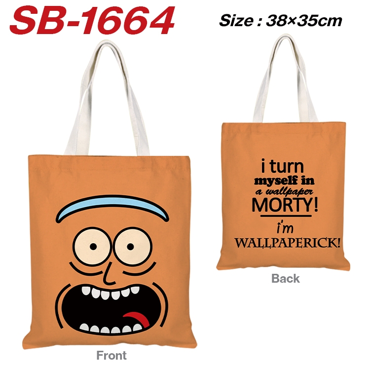 Rick and Morty Anime Canvas Handheld Shoulder Bag Handbag Shopping Bag 38X35CM  SB-1664