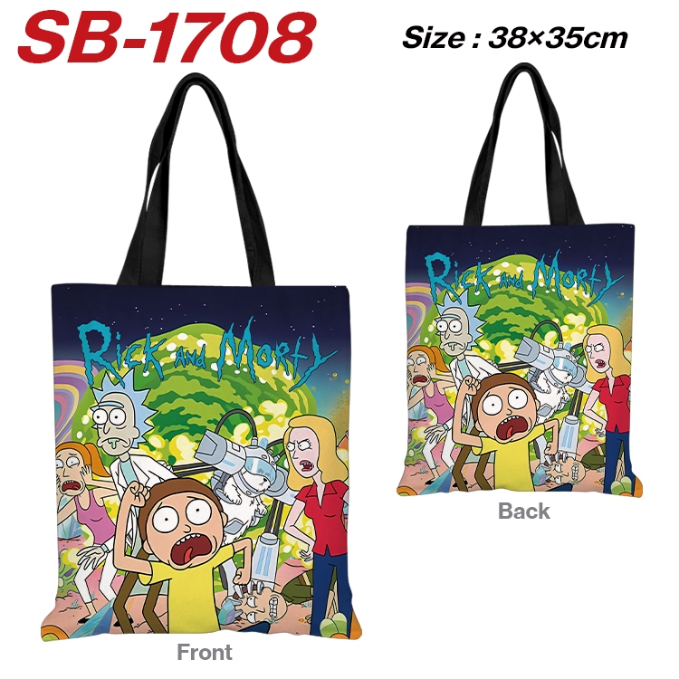 Rick and Morty Anime Canvas Handheld Shoulder Bag Handbag Shopping Bag 38X35CM SB-1708