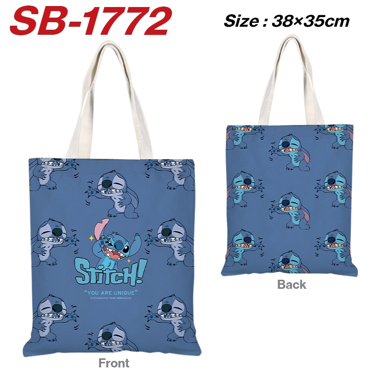 Lilo & Stitch Anime Canvas Handheld Shoulder Bag Handbag Shopping Bag 38X35CM