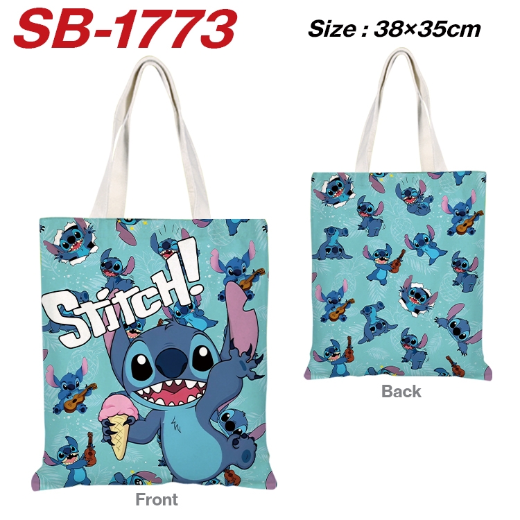 Lilo & Stitch Anime Canvas Handheld Shoulder Bag Handbag Shopping Bag 38X35CM