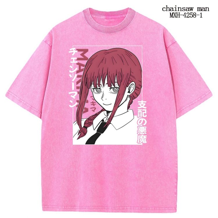 Chainsaw man Anime peripheral pure cotton washed and worn T-shirt from S to 2XL  MXH-4258-1