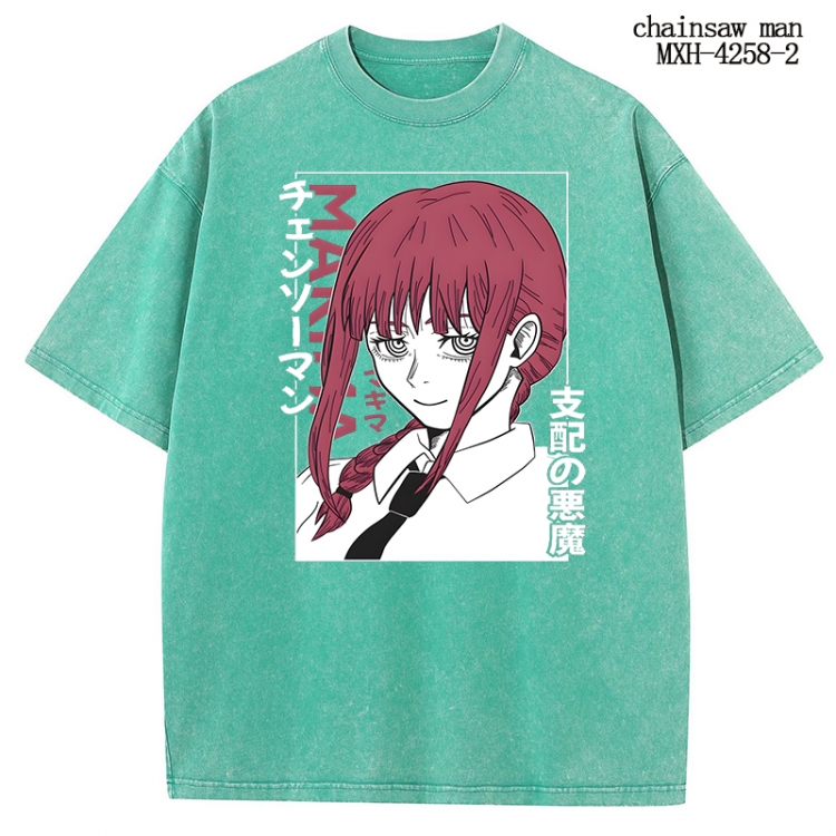 Chainsaw man Anime peripheral pure cotton washed and worn T-shirt from S to 2XL  MXH-4258-2