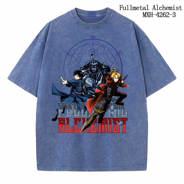 Fullmetal Alchemist Anime peripheral pure cotton washed and worn T-shirt from S to 2XL  MXH-4262-3