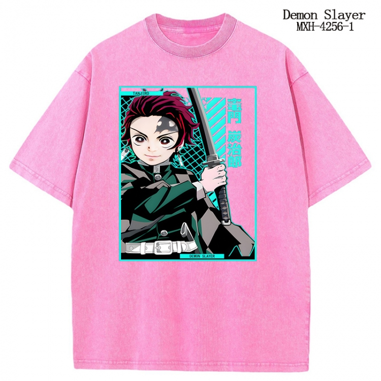 Demon Slayer Kimets Anime peripheral pure cotton washed and worn T-shirt from S to 2XL