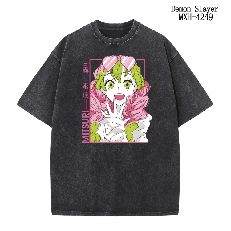 Demon Slayer Kimets Anime peripheral pure cotton washed and worn T-shirt from S to 2XL