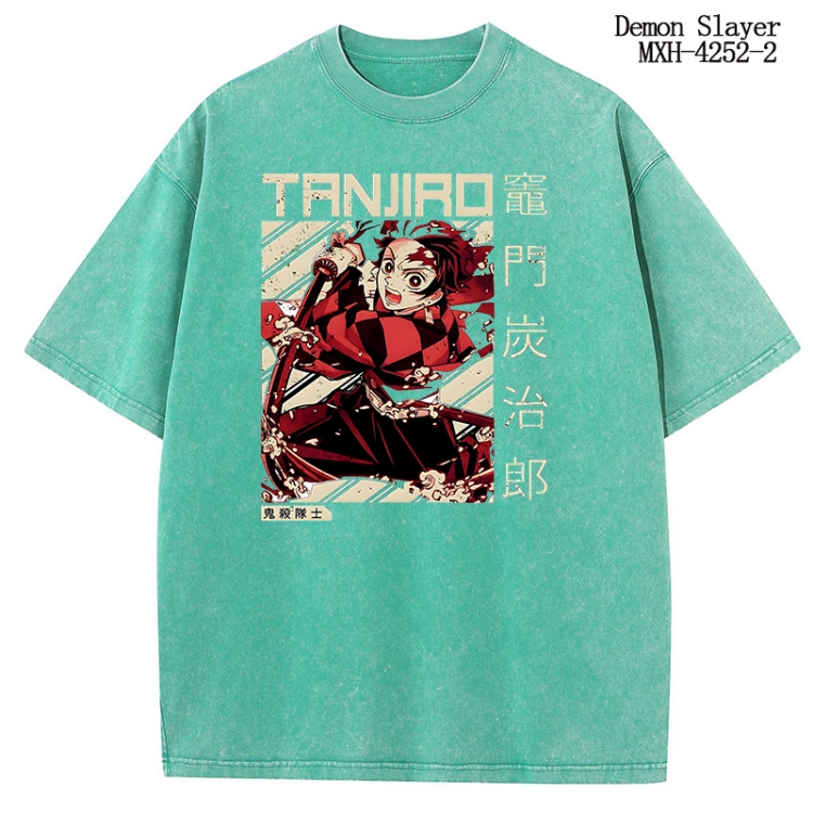 Demon Slayer Kimets Anime peripheral pure cotton washed and worn T-shirt from S to 2XL