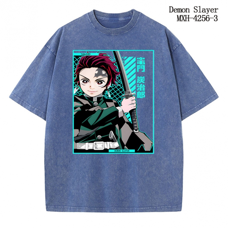 Demon Slayer Kimets Anime peripheral pure cotton washed and worn T-shirt from S to 2XL