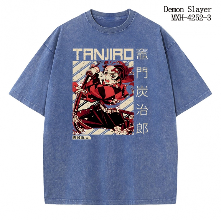 Demon Slayer Kimets Anime peripheral pure cotton washed and worn T-shirt from S to 2XL