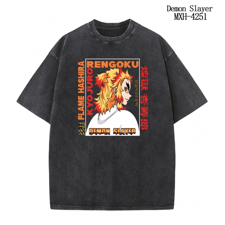 Demon Slayer Kimets Anime peripheral pure cotton washed and worn T-shirt from S to 2XL