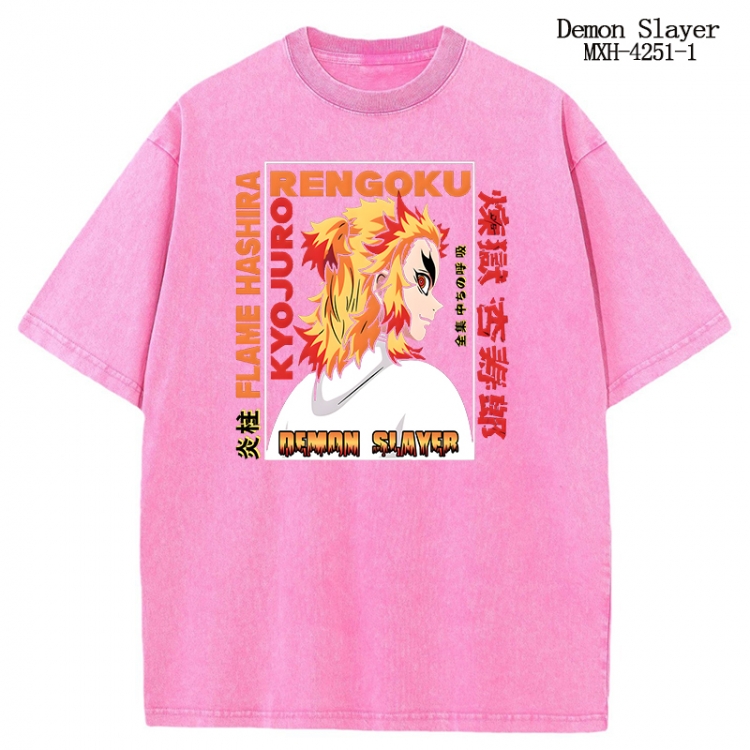 Demon Slayer Kimets Anime peripheral pure cotton washed and worn T-shirt from S to 2XL