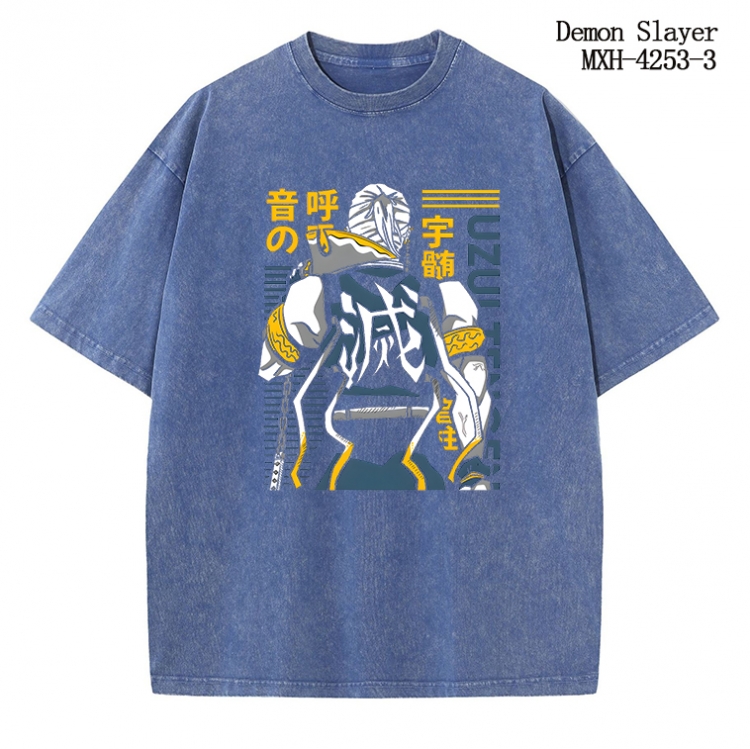 Demon Slayer Kimets Anime peripheral pure cotton washed and worn T-shirt from S to 2XL