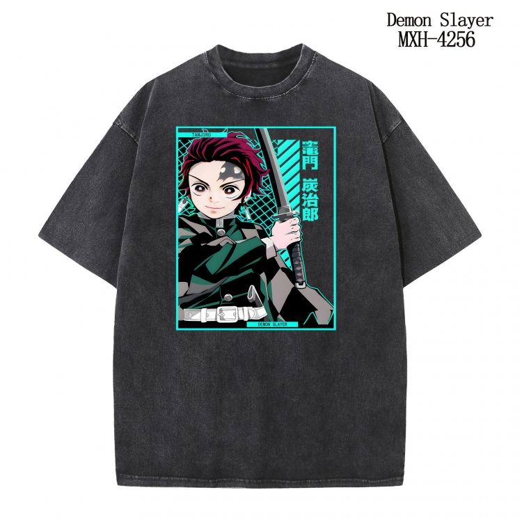 Demon Slayer Kimets Anime peripheral pure cotton washed and worn T-shirt from S to 2XL