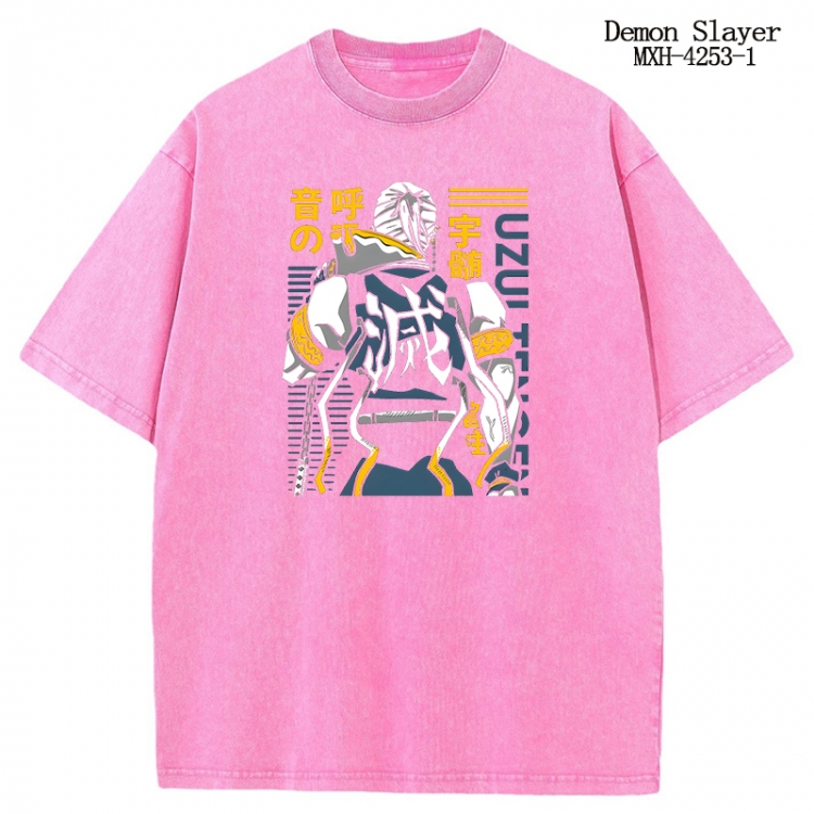 Demon Slayer Kimets Anime peripheral pure cotton washed and worn T-shirt from S to 2XL