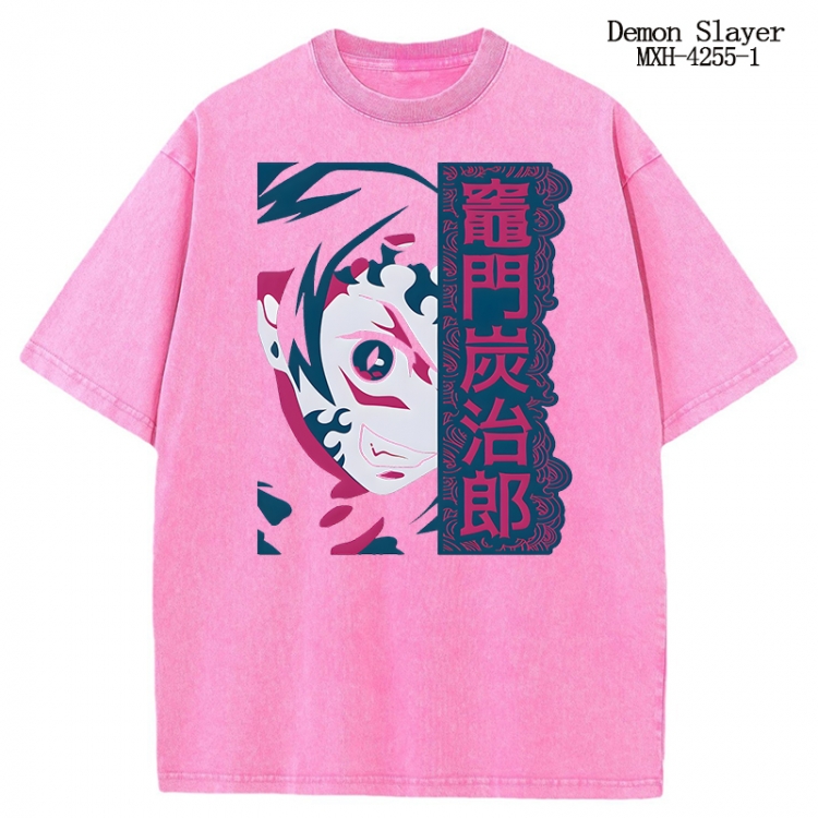 Demon Slayer Kimets Anime peripheral pure cotton washed and worn T-shirt from S to 2XL