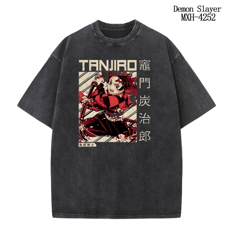 Demon Slayer Kimets Anime peripheral pure cotton washed and worn T-shirt from S to 2XL