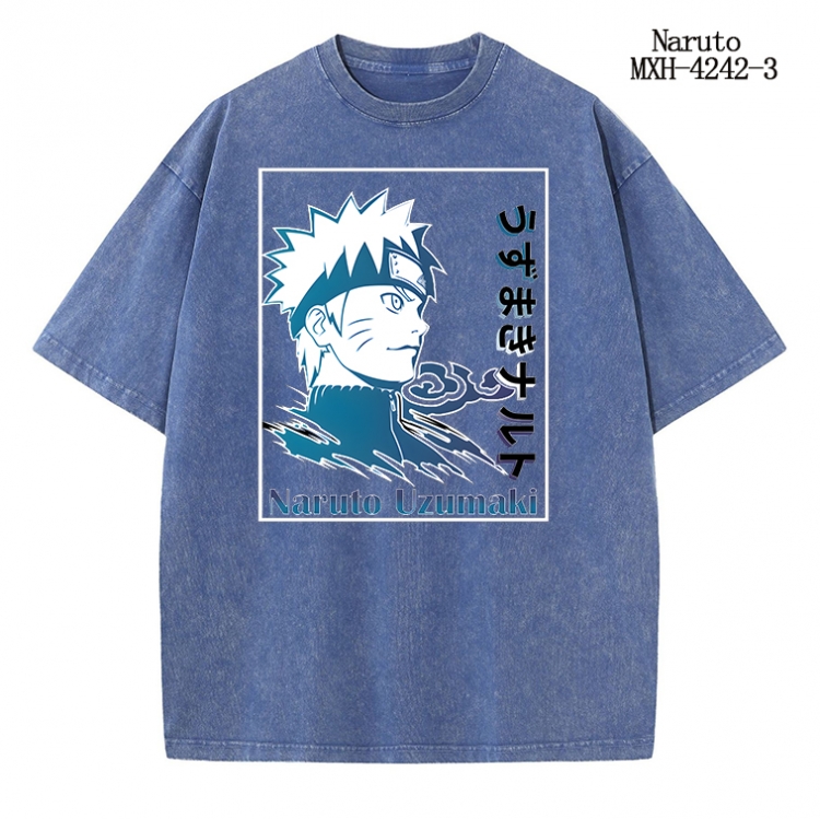 Naruto Anime peripheral pure cotton washed and worn T-shirt from S to 2XL