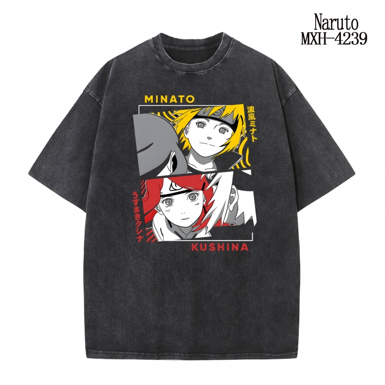 Naruto Anime peripheral pure cotton washed and worn T-shirt from S to 2XL