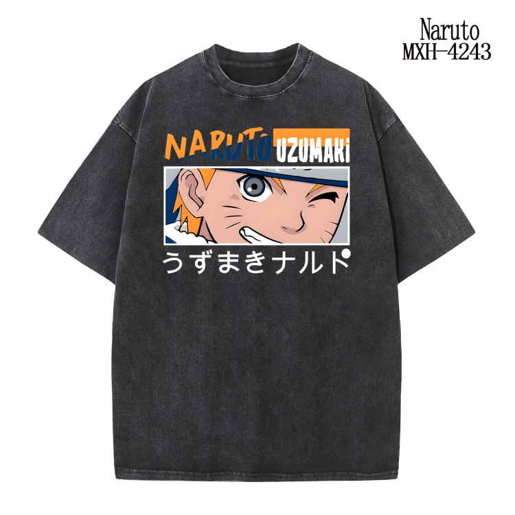 Naruto Anime peripheral pure cotton washed and worn T-shirt from S to 2XL