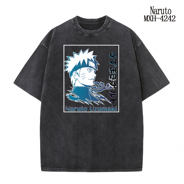 Naruto Anime peripheral pure cotton washed and worn T-shirt from S to 2XL