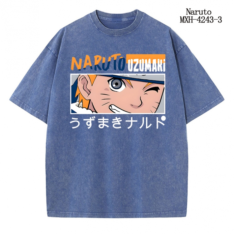 Naruto Anime peripheral pure cotton washed and worn T-shirt from S to 2XL