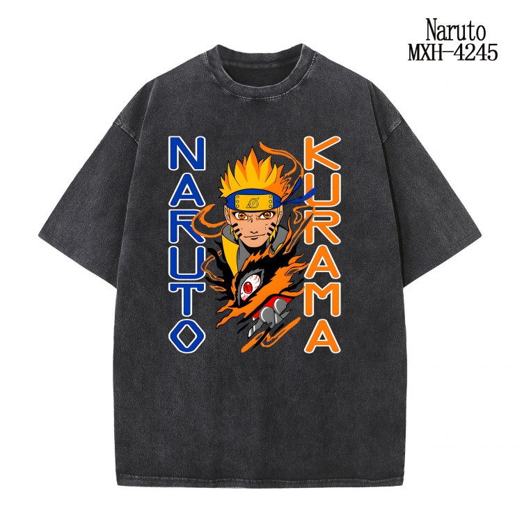 Naruto Anime peripheral pure cotton washed and worn T-shirt from S to 2XL