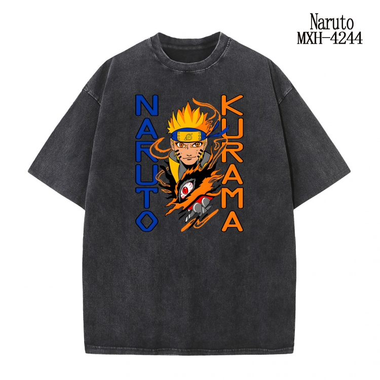 Naruto Anime peripheral pure cotton washed and worn T-shirt from S to 2XL