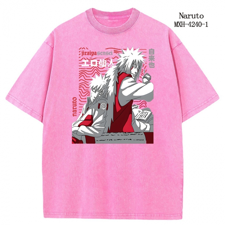 Naruto Anime peripheral pure cotton washed and worn T-shirt from S to 2XL