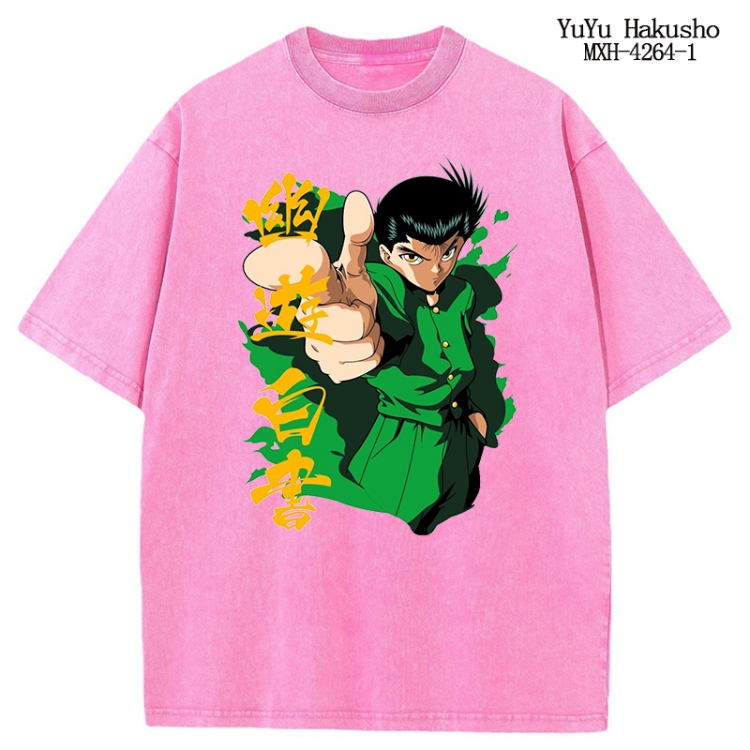 YuYu Hakusho Anime peripheral pure cotton washed and worn T-shirt from S to 2XL