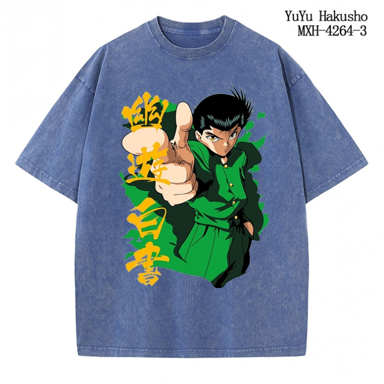 YuYu Hakusho Anime peripheral pure cotton washed and worn T-shirt from S to 2XL