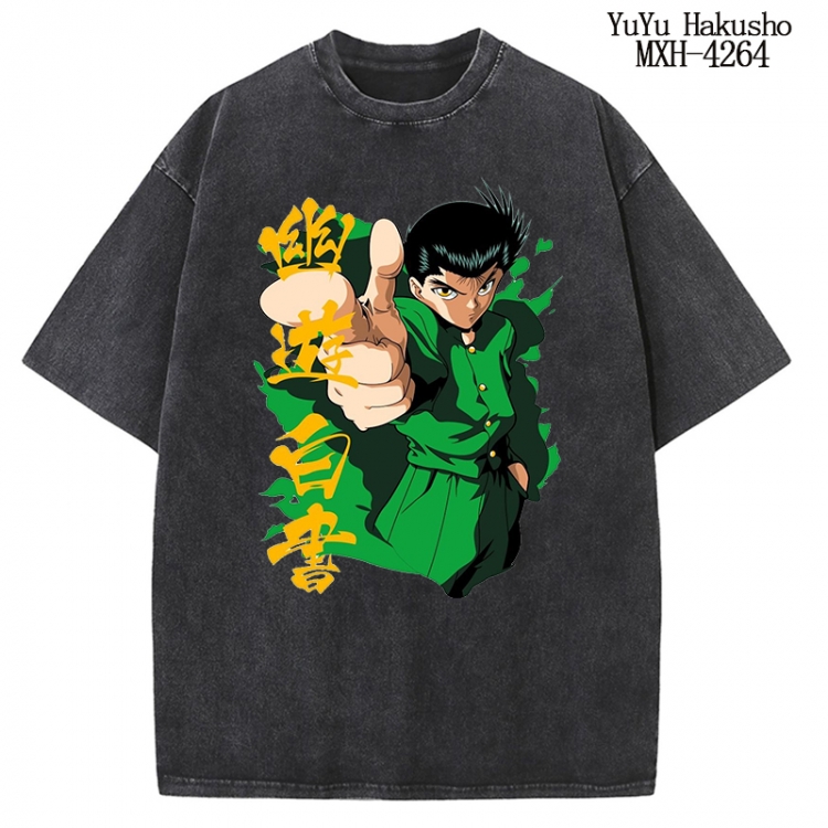 YuYu Hakusho Anime peripheral pure cotton washed and worn T-shirt from S to 2XL