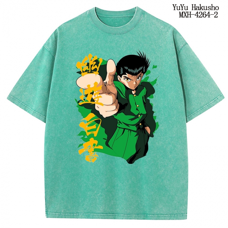 YuYu Hakusho Anime peripheral pure cotton washed and worn T-shirt from S to 2XL