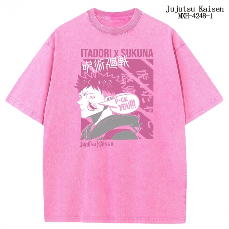 Jujutsu Kaisen Anime peripheral pure cotton washed and worn T-shirt from S to 2XL MXH-4248-1