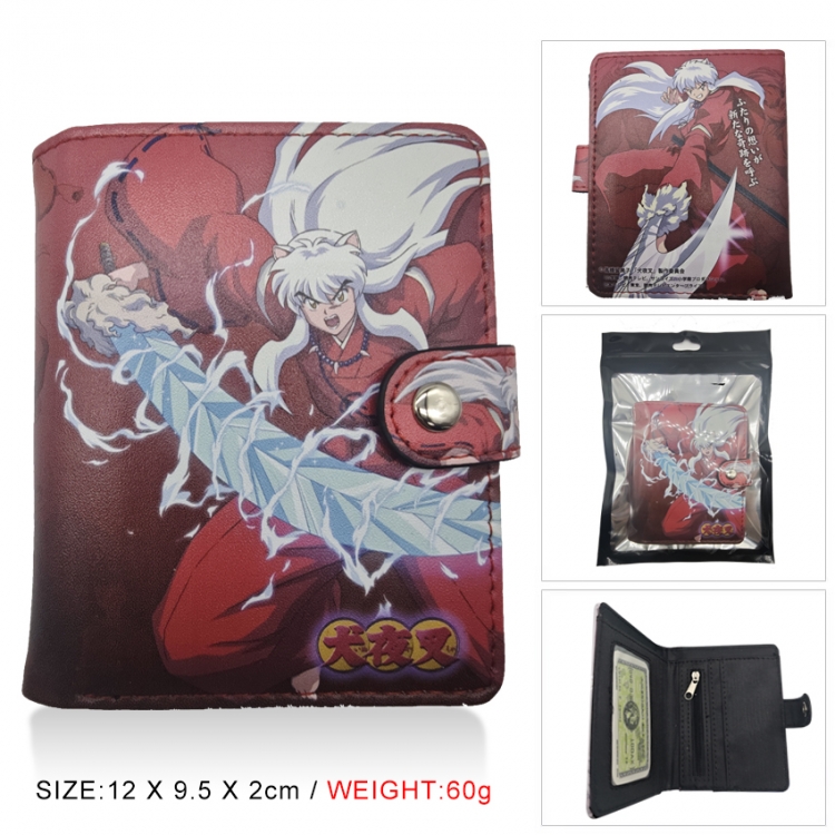 Inuyasha PU vertical wallet short wallet buckle storage bag 12x9.5x2CM 60G