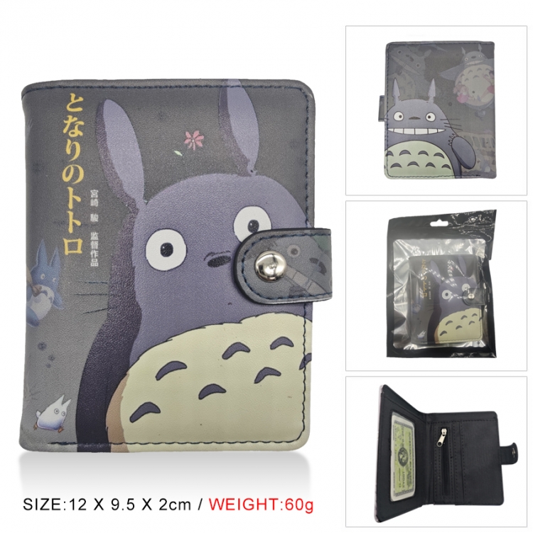 TOTORO PU vertical wallet short wallet buckle storage bag 12x9.5x2CM 60G