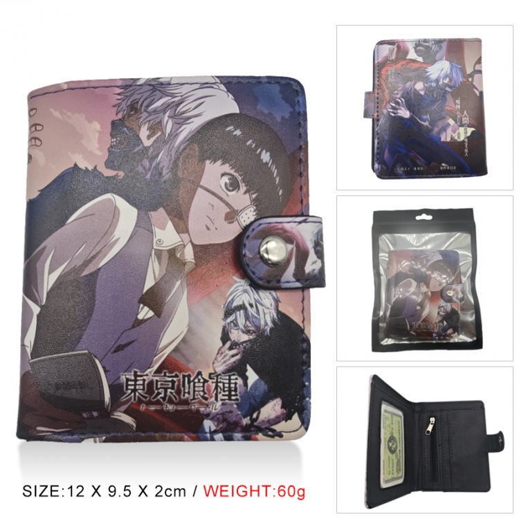 Tokyo Ghoul PU vertical wallet short wallet buckle storage bag 12x9.5x2CM 60G