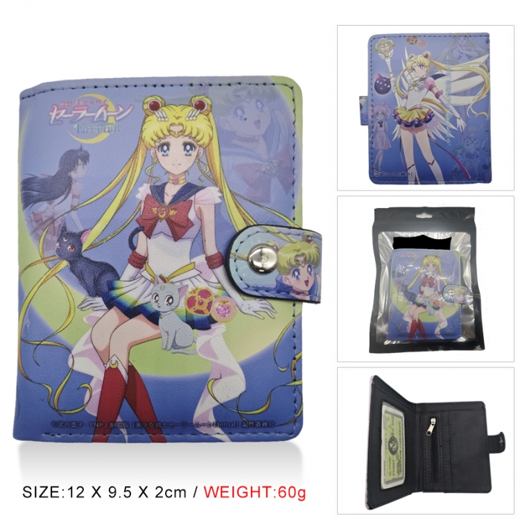 sailormoon PU vertical wallet short wallet buckle storage bag 12x9.5x2CM 60G