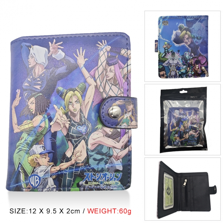 JoJos Bizarre Adventure PU vertical wallet short wallet buckle storage bag 12x9.5x2CM 60G