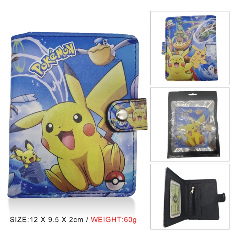 Pokemon PU vertical wallet short wallet buckle storage bag 12x9.5x2CM 60G