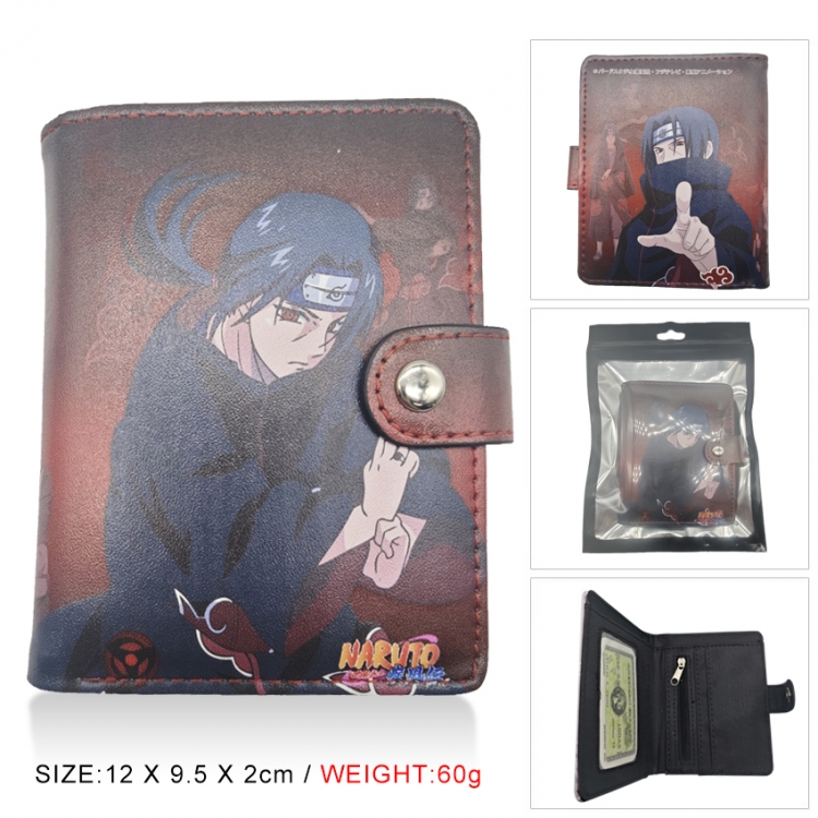 Naruto PU vertical wallet short wallet buckle storage bag 12x9.5x2CM 60G