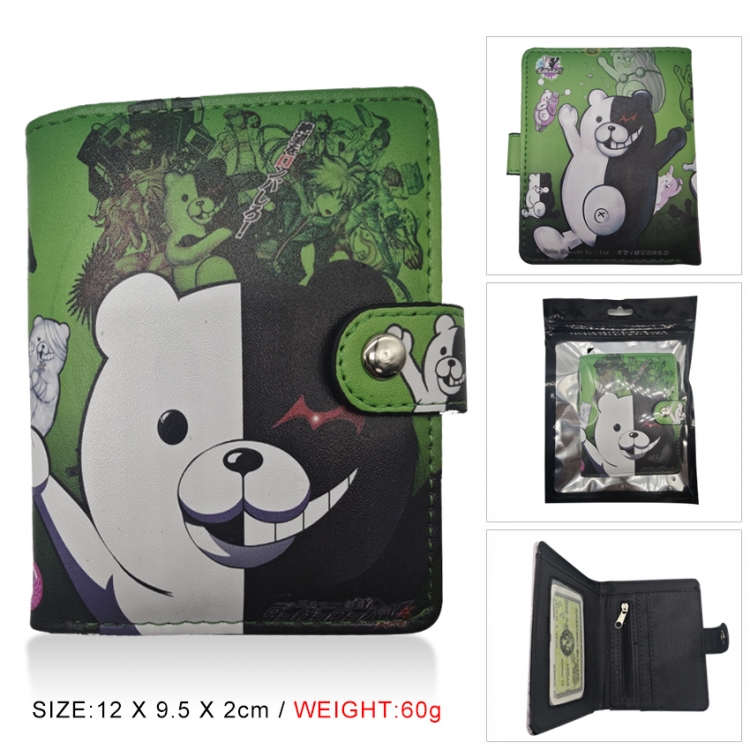 Dangan-Ronpa PU vertical wallet short wallet buckle storage bag 12x9.5x2CM 60G