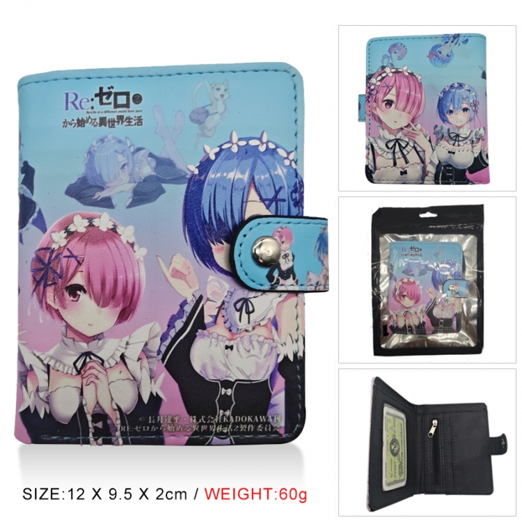 Re:Zero kara Hajimeru Isekai Seikatsu PU vertical wallet short wallet buckle storage bag 12x9.5x2CM 60G