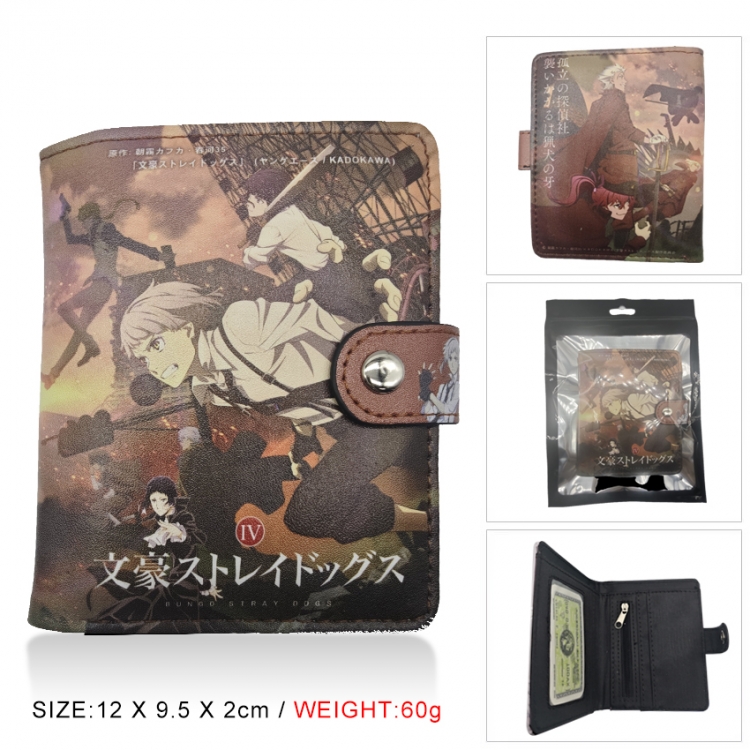 Bungo Stray Dogs PU vertical wallet short wallet buckle storage bag 12x9.5x2CM 60G