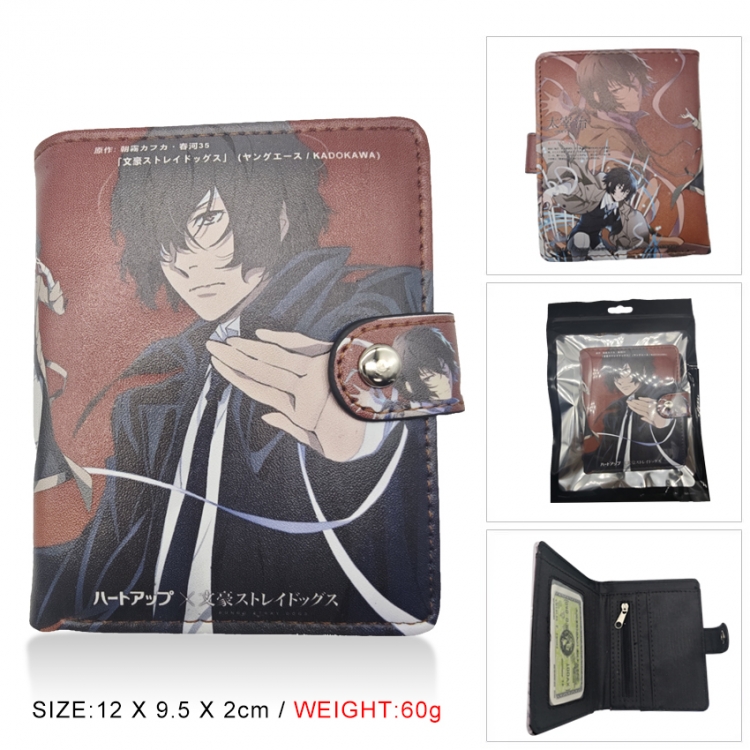 Bungo Stray Dogs PU vertical wallet short wallet buckle storage bag 12x9.5x2CM 60G